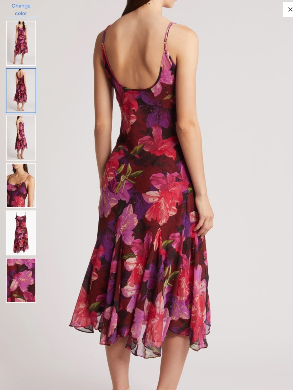 Lulus Sipping Sangria Floral Cocktail Midi Dress, size L - Picture 2 of 12